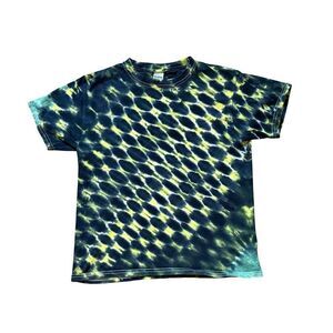 Kids Tie-Dye T-Shirt Black Green Yellow Medium Cotton